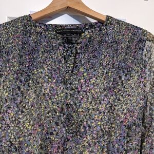 White House Impressionistic Smocked Mini Dress